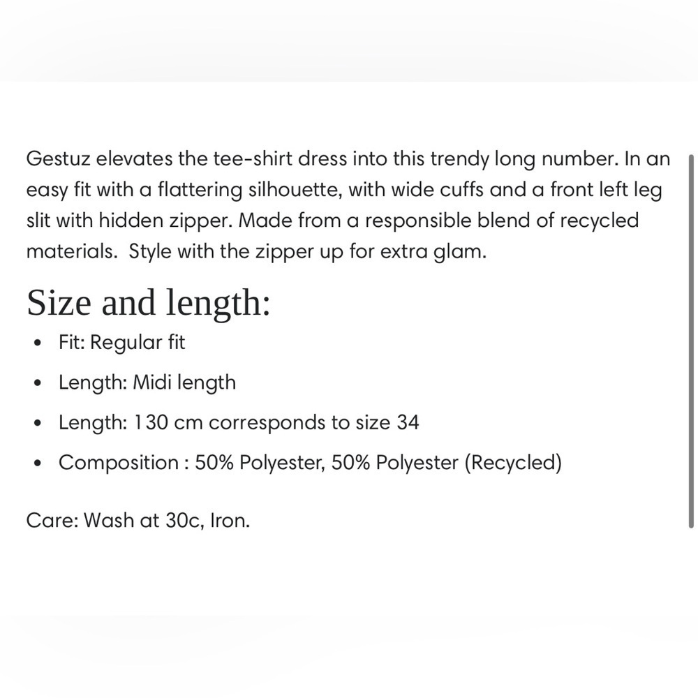 Gestuz Women’s Melba Dress Midi Maxi Blue Elegant Long Round Neck Size M - Picture 6 of 6